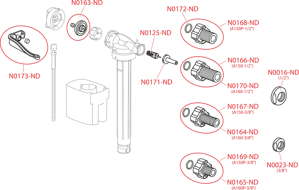 Alca A150, A160  Oldalsó feltöltő szelep (kerámia tartályokhoz)